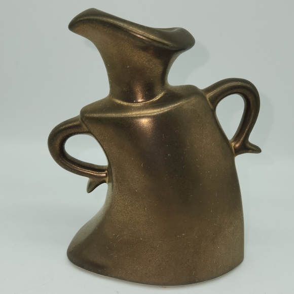 Vintage MCM 60's Michael Lambert signed Metallic Bronze glaze Candle Holder - Picture 1 of 11